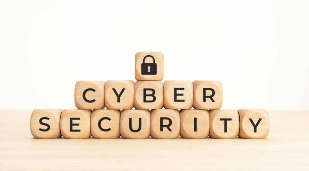 cybersecurity spelled in blocks